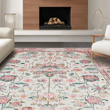 Ultra Soft Area Rug, Non Slip, Stain Resistant, Washable Area Rugs for Living Room, Bedroom, Soft Earthy Tones with Flourish(Pink)