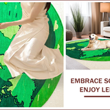 Ultra Soft Area Rug, Non Slip, Stain Resistant, Washable Area Rugs for Living Room, Bedroom, Circular Earth-Themed Rug for Playroom Learning Spaces(Green)