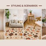 Ultra Soft Area Rug, Non Slip, Stain Resistant, Washable Area Rugs for Living Room, Bedroom, Stylish Diamond Lattice in Earthy Tones(Orange)