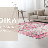 Ultra Soft Area Rug, Non Slip, Stain Resistant, Washable Area Rugs for Living Room, Bedroom, Elegant Blush Green Medallion(Pink)
