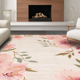 Ultra Soft Area Rug, Non Slip, Stain Resistant, Washable Area Rugs for Living Room, Bedroom, Charming Abstract Floral Motif(Ivory)