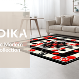Ultra Soft Area Rug, Non Slip, Stain Resistant, Washable Area Rugs for Living Room, Bedroom, Playful Modern Dice Aesthetic(Red)