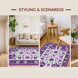 Ultra Soft Area Rug, Non Slip, Stain Resistant, Washable Area Rugs for Living Room, Bedroom, Charming Vintage-inspired Flower Motif(Purple)