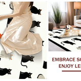 Ultra Soft Area Rug, Non Slip, Stain Resistant, Washable Area Rugs for Living Room, Bedroom, Elegant Vintage Cat Artistry(White)