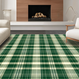 Ultra Soft Area Rug, Non Slip, Stain Resistant, Washable Area Rugs for Living Room, Bedroom, Rustic Gray Tartan Elegance(Green)