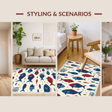 Ultra Soft Area Rug, Non Slip, Stain Resistant, Washable Area Rugs for Living Room, Bedroom, Luxurious Blue Tones Nautical Design(Blue)