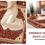 Ultra Soft Area Rug, Non Slip, Stain Resistant, Washable Area Rugs for Living Room, Bedroom, Artful Ornate Symmetrical Border(Red)