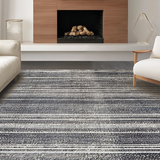 Ultra Soft Area Rug, Non Slip, Stain Resistant, Washable Area Rugs for Living Room, Bedroom, Distinctive Linear Pattern Rug Black and White Accent Piece(Gray)