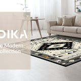 Ultra Soft Area Rug, Non Slip, Stain Resistant, Washable Area Rugs for Living Room, Bedroom, Sophisticated Black and Cream Design(Gray)