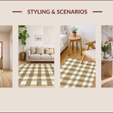Ultra Soft Area Rug, Non Slip, Stain Resistant, Washable Area Rugs for Living Room, Bedroom, Checkered Shaggy Fluffy(Beige)