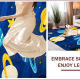 Ultra Soft Area Rug, Non Slip, Stain Resistant, Washable Area Rugs for Living Room, Bedroom, Galaxy Adventure Playful Aesthetic(Blue)