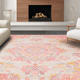 Ultra Soft Area Rug, Non Slip, Stain Resistant, Washable Area Rugs for Living Room, Bedroom, Delicate Floral Watercolor Vibes(Pink)