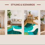 Ultra Soft Area Rug, Non Slip, Stain Resistant, Washable Area Rugs for Living Room, Bedroom, Vibrant Abstract Organic Shapes(Blue)
