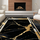 Ultra Soft Area Rug, Non Slip, Stain Resistant, Washable Area Rugs for Living Room, Bedroom, Chic Marbleized Luxe Aesthetic(Black)