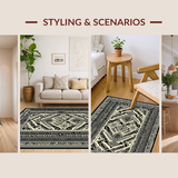 Ultra Soft Area Rug, Non Slip, Stain Resistant, Washable Area Rugs for Living Room, Bedroom, Tribal Black and White Aesthetic(Black)