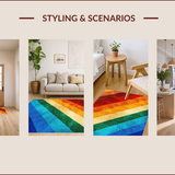 Ultra Soft Area Rug, Non Slip, Stain Resistant, Washable Area Rugs for Living Room, Bedroom, Boho Terracotta Rainbow Low Pile Nursery Rug(Red)