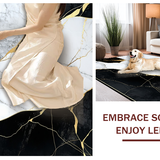 Ultra Soft Area Rug, Non Slip, Stain Resistant, Washable Area Rugs for Living Room, Bedroom, Sleek Black Gold Abstract Swirl(Black)