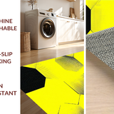 Ultra Soft Area Rug, Non Slip, Stain Resistant, Washable Area Rugs for Living Room, Bedroom, Whimsical Geometric Bee Motif(Yellow)