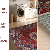 Ultra Soft Area Rug, Non Slip, Stain Resistant, Washable Area Rugs for Living Room, Bedroom, Sophisticated Classic Trellis Theme(Red)