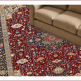 Ultra Soft Area Rug, Non Slip, Stain Resistant, Washable Area Rugs for Living Room, Bedroom, Rich Red Vintage Floral Design(Red)
