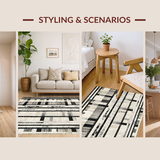 Ultra Soft Area Rug, Non Slip, Stain Resistant, Washable Area Rugs for Living Room, Bedroom, Contemporary Porch Stripe Rug with Sleek Lines and Eye-Catching Contrast Pattern(Gray)