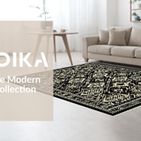 Ultra Soft Area Rug, Non Slip, Stain Resistant, Washable Area Rugs for Living Room, Bedroom, Eclectic Earthy Geometric Fusion(Black)