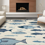 Playful Blue and Brown Design(Beige)