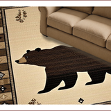 Ultra Soft Area Rug, Non Slip, Stain Resistant, Washable Area Rugs for Living Room, Bedroom, Cozy Cabin Bear Illustration(Beige)