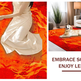 Ultra Soft Area Rug, Non Slip, Stain Resistant, Washable Area Rugs for Living Room, Bedroom, Chic Abstract Flame Aesthetic Fusion(Orange)