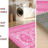 Ultra Soft Area Rug, Non Slip, Stain Resistant, Washable Area Rugs for Living Room, Bedroom, Whimsical Pink and Black Waves(Pink)