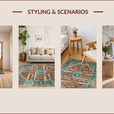 Ultra Soft Area Rug, Non Slip, Stain Resistant, Washable Area Rugs for Living Room, Bedroom, Vibrant Tribal Inspired Design(Brown)
