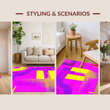 Ultra Soft Area Rug, Non Slip, Stain Resistant, Washable Area Rugs for Living Room, Bedroom, Lively Colorful Graphic Expression(Pink)
