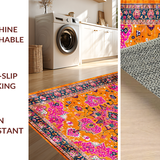 Ultra Soft Area Rug, Non Slip, Stain Resistant, Washable Area Rugs for Living Room, Bedroom, Contemporary Vibrant Pattern Showcase(Orange)