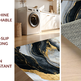 Ultra Soft Area Rug, Non Slip, Stain Resistant, Washable Area Rugs for Living Room, Bedroom, Luxurious Soft Toned Swirl(Black)