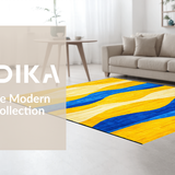 Ultra Soft Area Rug, Non Slip, Stain Resistant, Washable Area Rugs for Living Room, Bedroom, Lively Eclectic Circular Elements(Yellow)