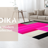 Ultra Soft Area Rug, Non Slip, Stain Resistant, Washable Area Rugs for Living Room, Bedroom, Contemporary Eclectic Stripe Motif(Pink)