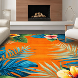 Ultra Soft Area Rug, Non Slip, Stain Resistant, Washable Area Rugs for Living Room, Bedroom, Striking Colorful Petal Composition(Orange)