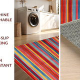Ultra Soft Area Rug, Non Slip, Stain Resistant, Washable Area Rugs for Living Room, Bedroom, Dynamic Red-Blue Yellow Fusion(Red)