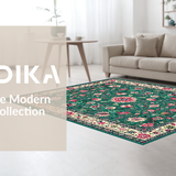 Ultra Soft Area Rug, Non Slip, Stain Resistant, Washable Area Rugs for Living Room, Bedroom, Radiant Vintage Ogee Design(Green)