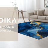 Ultra Soft Area Rug, Non Slip, Stain Resistant, Washable Area Rugs for Living Room, Bedroom, Contemporary Swirling Marble Design(Blue)