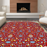 Ultra Soft Area Rug, Non Slip, Stain Resistant, Washable Area Rugs for Living Room, Bedroom, Playful Lattice Pattern with Flair(Red)