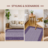 Ultra Soft Area Rug, Non Slip, Stain Resistant, Washable Area Rugs for Living Room, Bedroom, Luxurious Abstract Checkerboard Style(Purple)