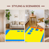 Ultra Soft Area Rug, Non Slip, Stain Resistant, Washable Area Rugs for Living Room, Bedroom, Cheerful Colorful Hopscotch Visuals(Yellow)