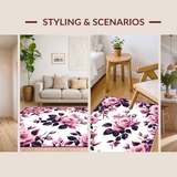 Ultra Soft Area Rug, Non Slip, Stain Resistant, Washable Area Rugs for Living Room, Bedroom, Artistic Garden Inspired Bath Mat(Pink)