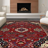 Ultra Soft Area Rug, Non Slip, Stain Resistant, Washable Area Rugs for Living Room, Bedroom, Chic Warm Toned Floral Motif(Red)