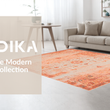 Ultra Soft Area Rug, Non Slip, Stain Resistant, Washable Area Rugs for Living Room, Bedroom, Cozy Orange and Gray Medallion(Orange)