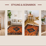 Ultra Soft Area Rug, Non Slip, Stain Resistant, Washable Area Rugs for Living Room, Bedroom, Vibrant Rustic Abstract Aesthetic(Orange)