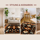 Ultra Soft Area Rug, Non Slip, Stain Resistant, Washable Area Rugs for Living Room, Bedroom, Elegant Distressed Linear Arrangement(Orange)