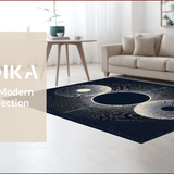 Ultra Soft Area Rug, Non Slip, Stain Resistant, Washable Area Rugs for Living Room, Bedroom, Striking Modern Abstract Contrast Piece(Black)