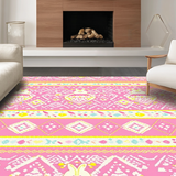 Ultra Soft Area Rug, Non Slip, Stain Resistant, Washable Area Rugs for Living Room, Bedroom, Bright Cheerful Bunny Artistry(Pink)